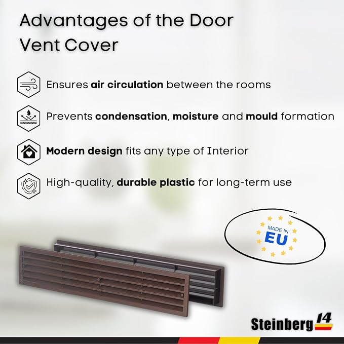 1 Set - Two Sided Door Vent Cover 17.7x3.6 inch - Brown Plastic Ventilation - Image 6