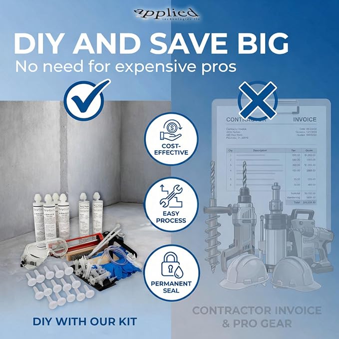 6–10 Ft DIY Foundation Wall Crack Repair Kit, Waterproof Epoxy Concrete Crack - Image 3
