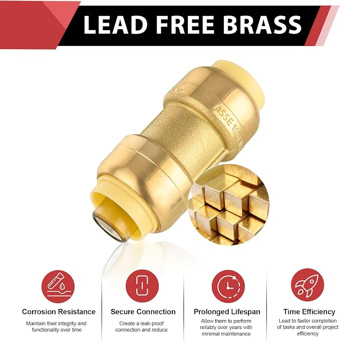 2piece EFIELD 1 Inch Straight Coupling Push-Fit Fitting | Connect Pex, CPVC - Image 3