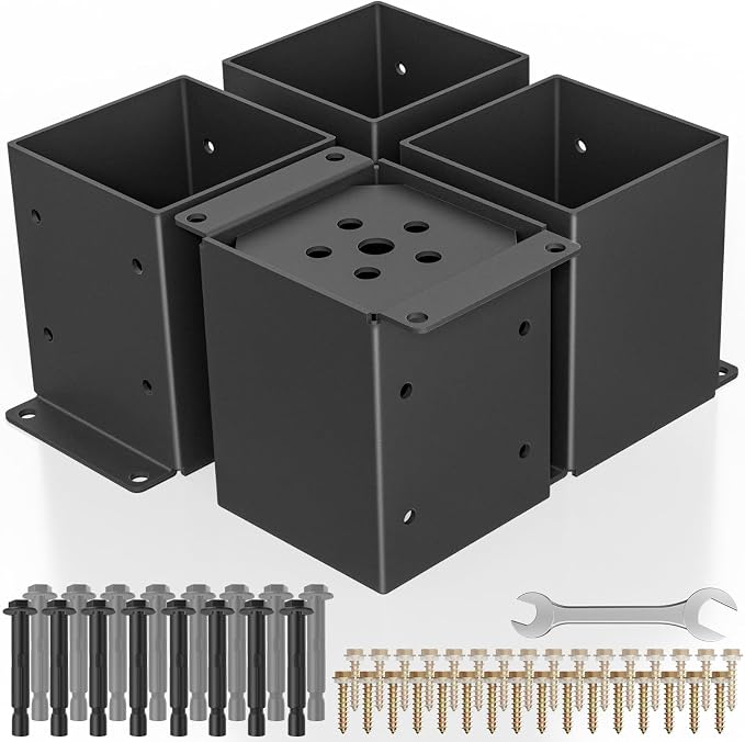 4 PCS Metal 6×6 Post Base, Inner Size 5.6"x5.6" | Heavy Duty Post Bracket by PGGP