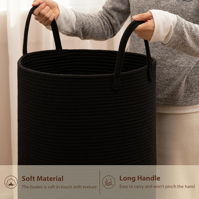 OIAHOMY 60L Nursery Hamper Laundry Basket Laundry Hamper Black | collapsible - Image 6