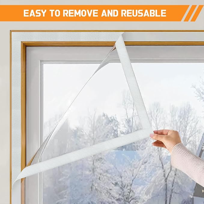 Window Insulation Kit 63 in x 10 ft Cuttable Transparent Film 180μm Thick - Image 4