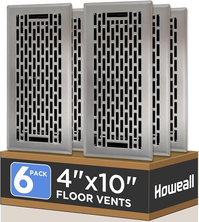 Howeall 4x10 Inches 6 Pack Heavy Duty Walkable Floor Register by Howeall