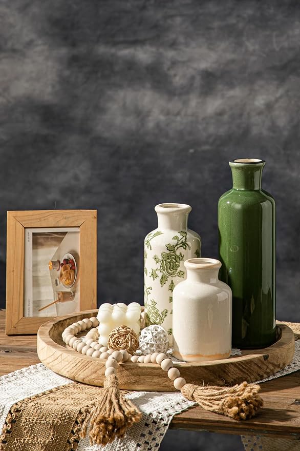 Rustic Ceramic Vase Set of 3, Flower Vases - Image 8