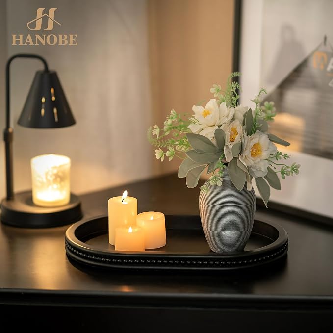 Hanobe Black Decorative Trays for Living Room Coffee Table, Beaded Edge | 15" - Image 2