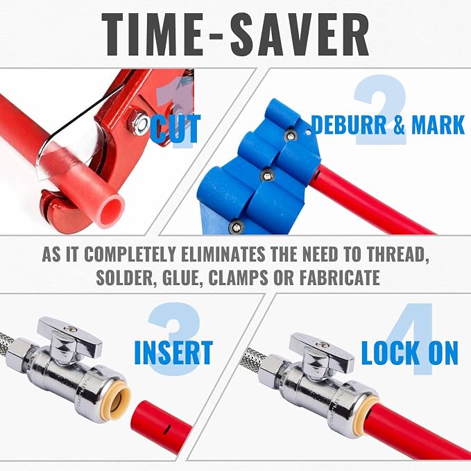 Straight Stop Valve, Water Shut Off Valve 1/2" x 1/4" Comp, Toilet Water Shutoff - Image 5