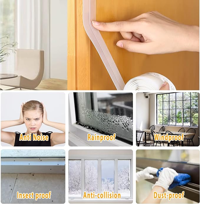 28.9 Ft Weather Stripping Door Seal Strip Tape, Silicone Door Draft Stopper - Image 3