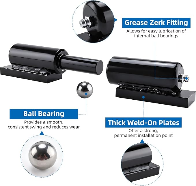 7 Inch Heavy Duty Barrel Gate Hinges, Weld-On Install Hinges - Image 3