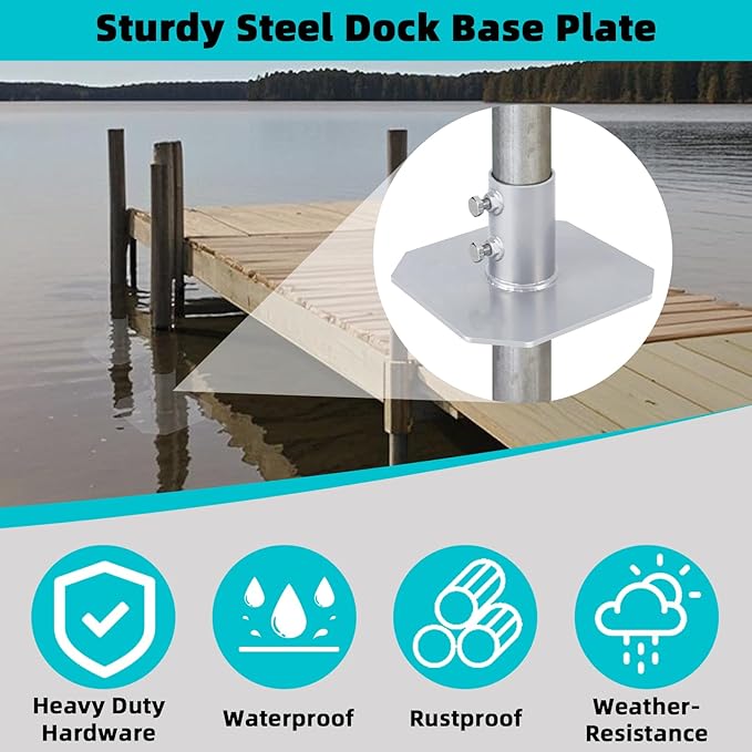 4 Pack Stationary Dock Base Plate, Floating Dock Brackets Hardware, Dock Foot - Image 4