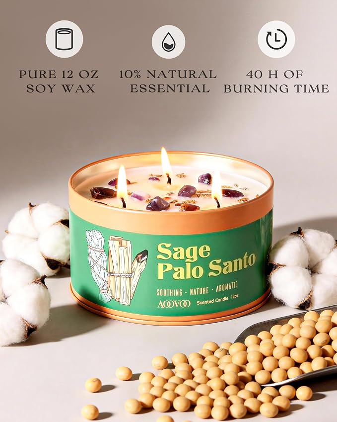 AOOVOO Sage & Palo Santo Candles - Image 3
