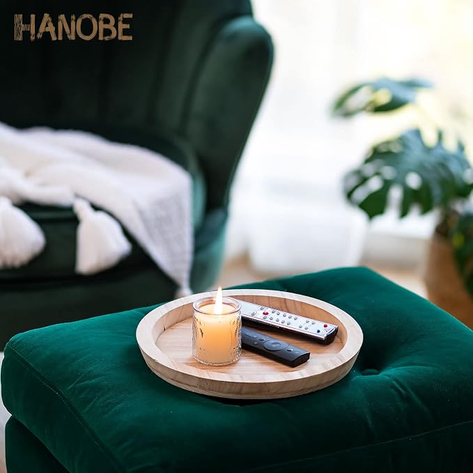 Hanobe Unfinished Round Wooden Craft Trays - Image 9