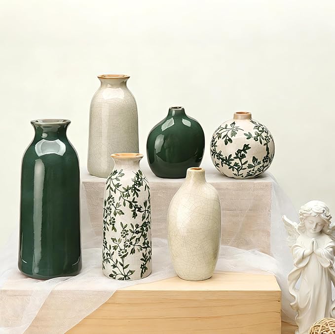 Ceramic Vase Set of 6，Flower Vases，Small Vases - Image 6