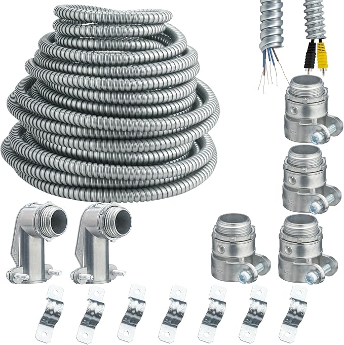 eflyefly 1/2 Flexible Metal Electrical Conduit Kit，50 Feet of 1/2-inch Flexible by Unknown