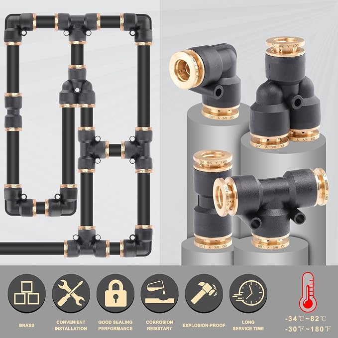CheeMuii 31 PCS DOT Air Line Fittings Kit 1/4 3/8 Quick Connect Air Fitting | - Image 5