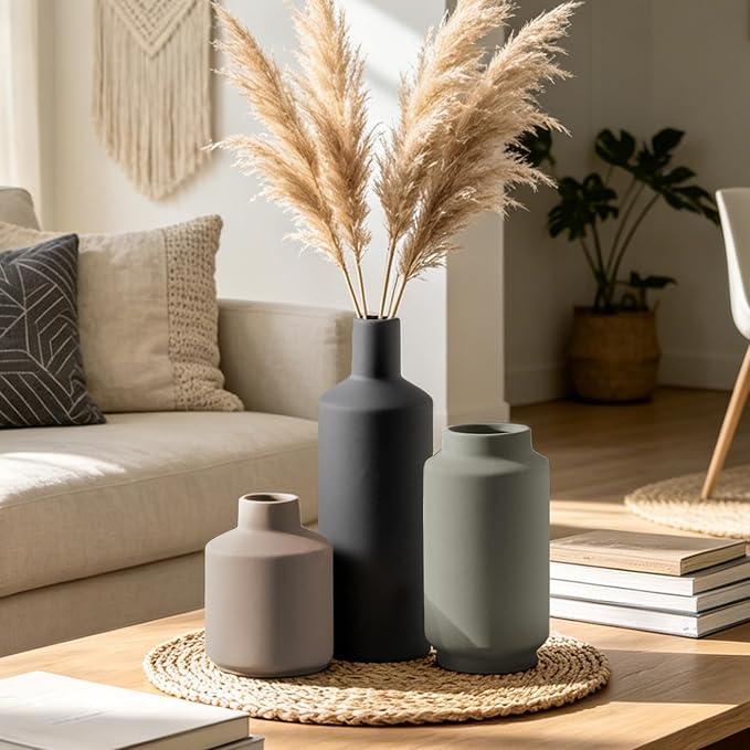 Ceramic Vase Set of 3, Modern Decorative Vases - Image 7
