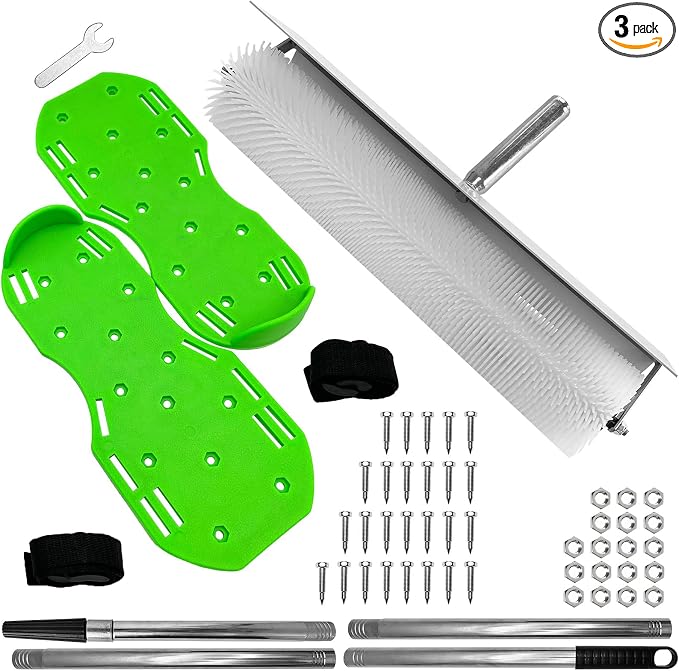Self Leveling Cement Tool Kit, 20-inch Spiked Roller, 32-62" Extension Pole | by Unknown