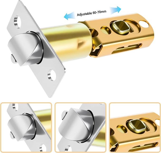 Adjustable Deadlatch Door Knob Latch 2-3/8" or 2-3/4" Universal Door Lock - Image 3