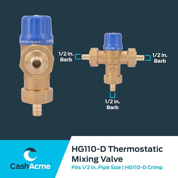 Cash Acme 1/2 Inch HG110 Crimp Thermostatic Mixing Valve - Image 6