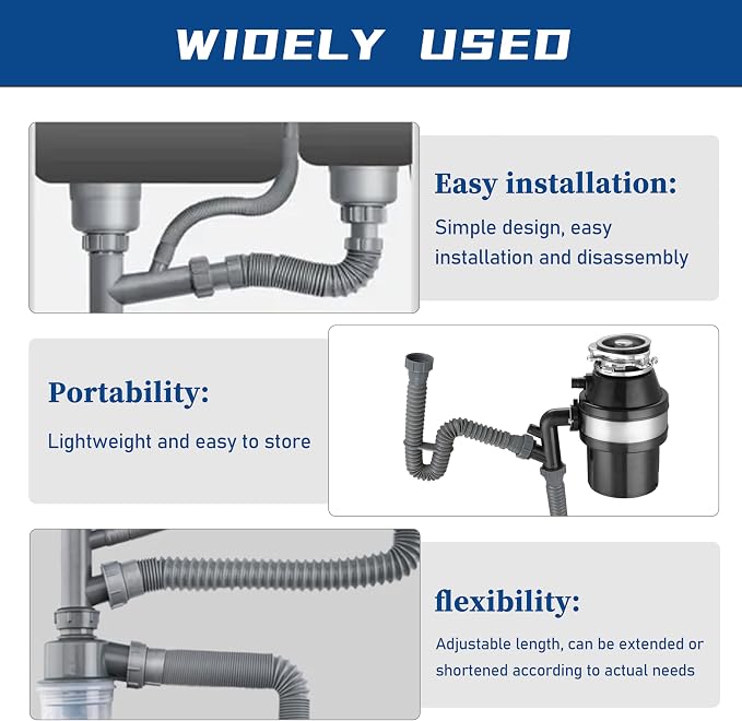 Flexible Sink Drain Pipe P Type Water Storage Bend, - Image 6