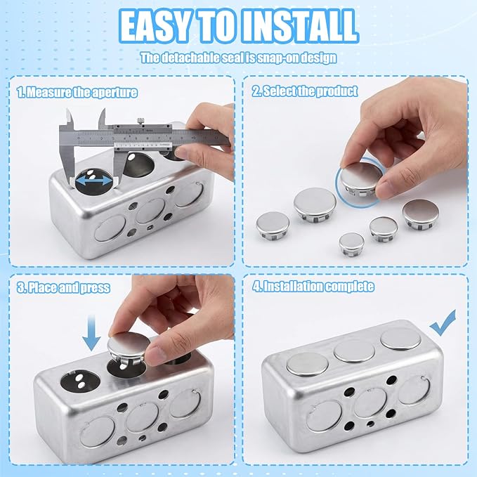 12PCS 3/4'' Seal Electrical Box Knockout, Knockout Plugs Round Steel Removable - Image 4