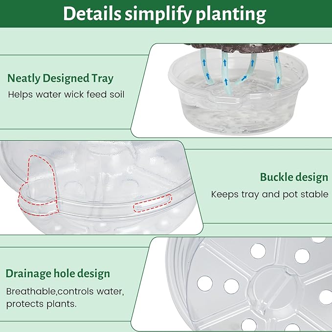 Bluepro Self Watering Pots for Indoor Plants, 4/5/6.5 Inch, 6 Each of Three - Image 5