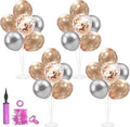 4 Set Balloon Stand with Champagne Silver Balloons and Pump | by ZJDHPTY