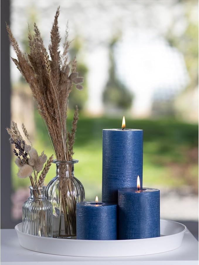 Assorted Pillar Candles Set of 3 – Sizes 3", Rustic Style Long Burning - Image 3