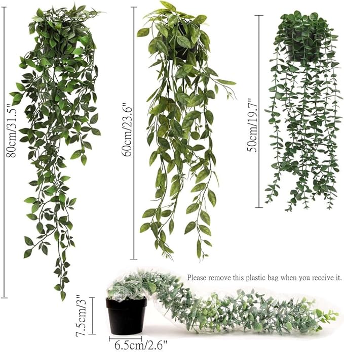 KIRIFLY Fake Plants Artificial Indoor Faux Hanging Plants Greenery Eucalyptus - Image 3