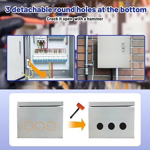 Electrical Junction Box 12x8x6, NEMA 4X IP66 Steel Enclosure Box | 1.5mm steel - Image 6