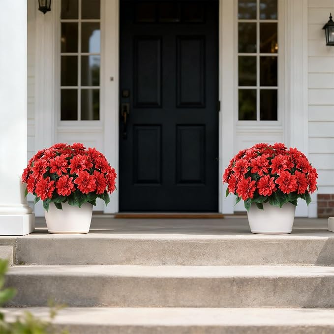 2 Set Artificial Dahlia Topiary Ball Trees - Image 7