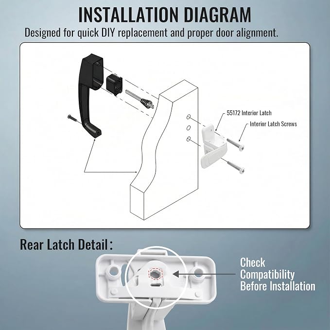 Screen Door Latch Replacement Kit | Replacement Door Handle Hardware, Easy - Image 4