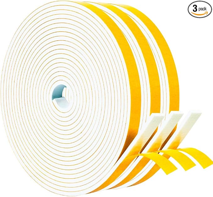 Yotache Weather Stripping Door Seal Strip White 3/8" x1/8", 50Ft Total | Foam by yotache