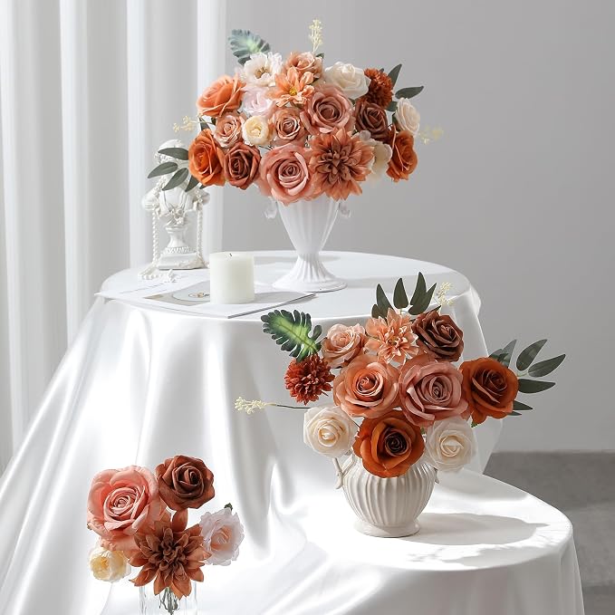 Artificial Flowers Fake Rose Flowers Dahlia - Image 3