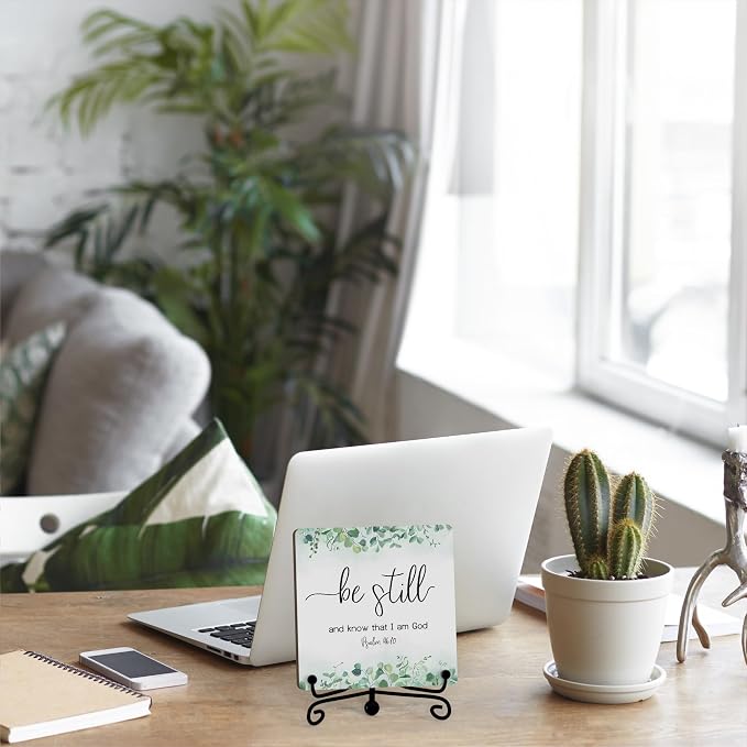 Inspirational Christian Desk Decor, Be Still And Know That I Am God Eucalyptus - Image 5