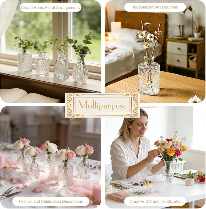 Petal Petite Middle Clear Glass Bud Vase Set of 12 - Image 6