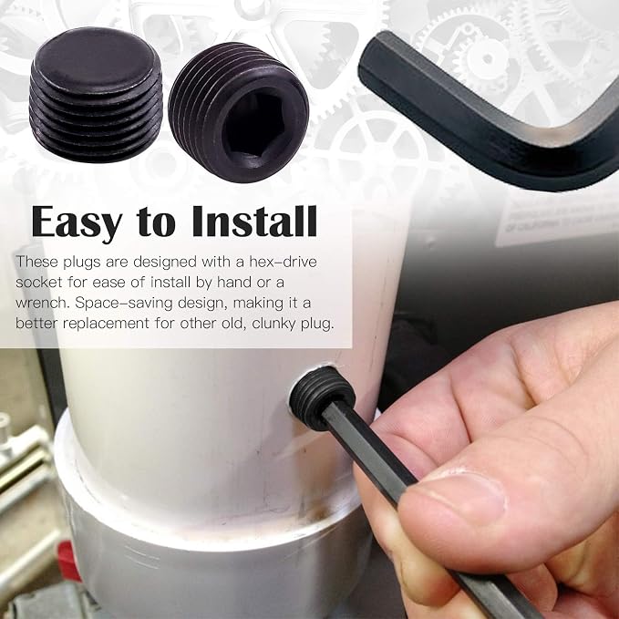 20Pcs 1/2" NPT Plug Pipe Plugs Fitting Carbon Steel Male Thread Internal Allen - Image 5