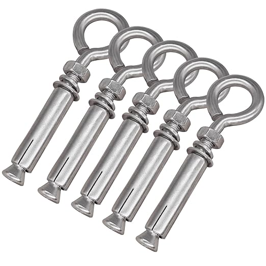 5/16" X 4-3/16" Expansion Concrete Wall Anchors Eyebolt Screw, Heavy Duty 304 by CUKAYO
