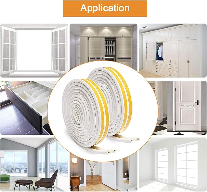 2-Pack Weather Seal Strips for Doors/Windows, 66ft | Thick 0.36"x0.3" fills - Image 7