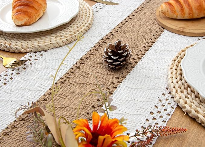 Boho Table Runner for Fall Home Decor 12x72 Farmhouse Woven Runner | 72 Inches - Image 6