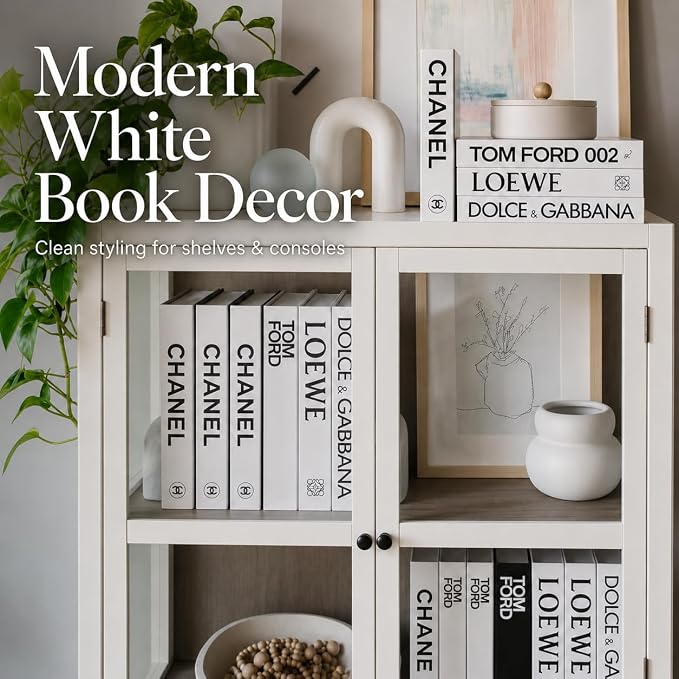 4 Pcs Decorative Books | Faux White Coffee Table & Shelf Decor | Bright - Image 6