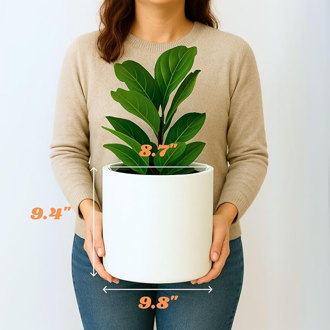 Fox & Fern Large Planter for Indoor or Outdoor, Matte White, 10 Inch | UV & - Image 7