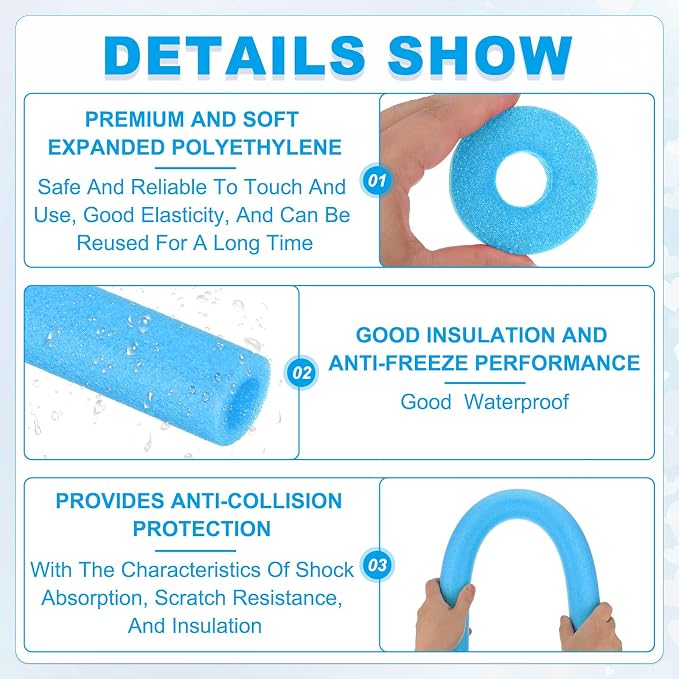 PATIKIL Pipe Insulation Foam Tube Foam Pipe Tubing Covers Blue 2Pcs | 1" ID x - Image 3