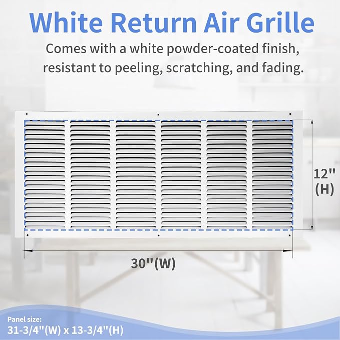 Howeall 30"W x 12"H Steel Return Air Grille, Air Return Vent Cover - Image 3