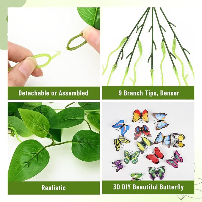 BLEUM CADE 2Pcs Fake Hanging Plants, 9 Branch Artificial Hanging Plant - Image 3