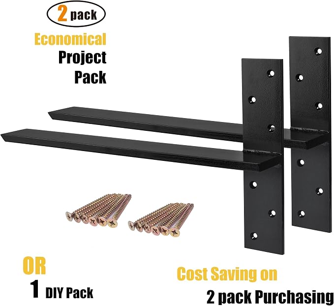 （2-Pack） Free Hanging T Shelf Bracket, Solid Heavy Duty Steel Knee Wall Hidden - Image 2