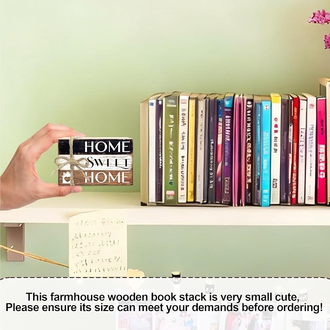 Mini Decorative Books For Home Decor, Small Wood Book Stack For Table Decor - Image 2