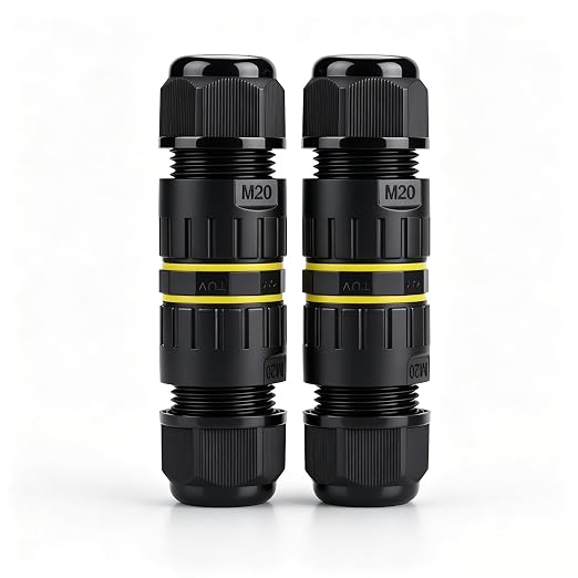 IP68 Waterproof Junction Box 4 Way 4pin Outdoor Cable Connector | 2 Pcs M20 by WOODGUILIN
