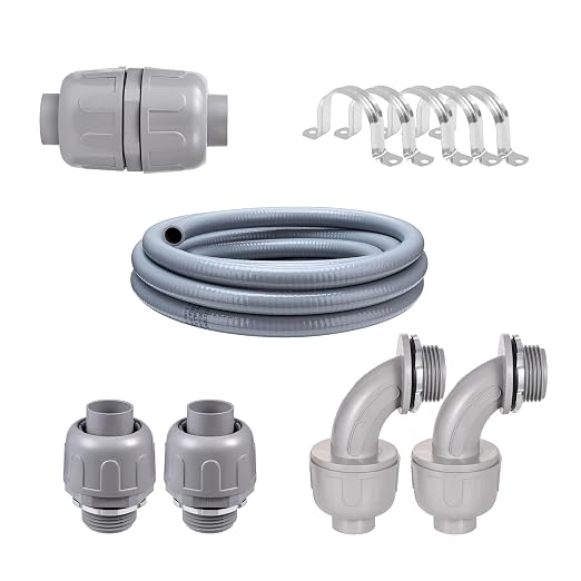 15FT 3/4" NPT PVC Liquid Tight Conduit Kit UL 2 Straight 2 Angle Connector | UV by Aandxmok