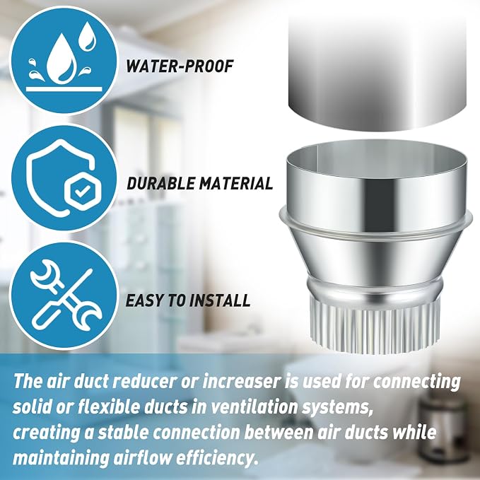 1 Pcs 4 Inch to 3 Inch Duct Reducer Increaser | Galvanized Steel Air Duct - Image 4