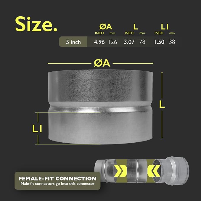 5 Inch Duct Fitting Connector for HVAC Ducting - Image 2